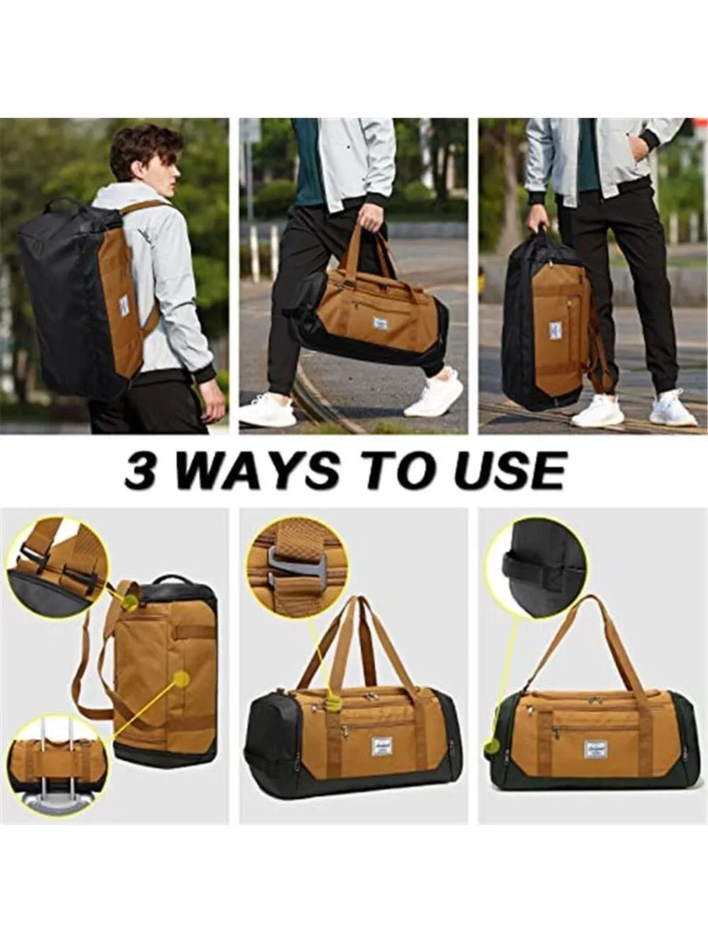 40L Travel Duffle Bag with Shoe Compartment Waterproof Gym Weekender Carry On